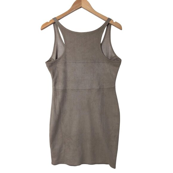 Philosophy Faux Suede Sheath Dress Womens 6 Tan Sleeveless Stretch Night Out - Picture 3 of 8